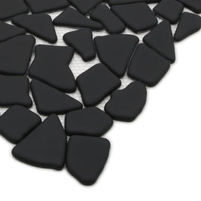 Pebble Black 12''x12'' Recycled Glass Floor and Wall Mosaic Tile