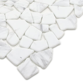 Pebble Carrara White 12''x12'' Recycled Glass Floor and Wall Mosaic Tile