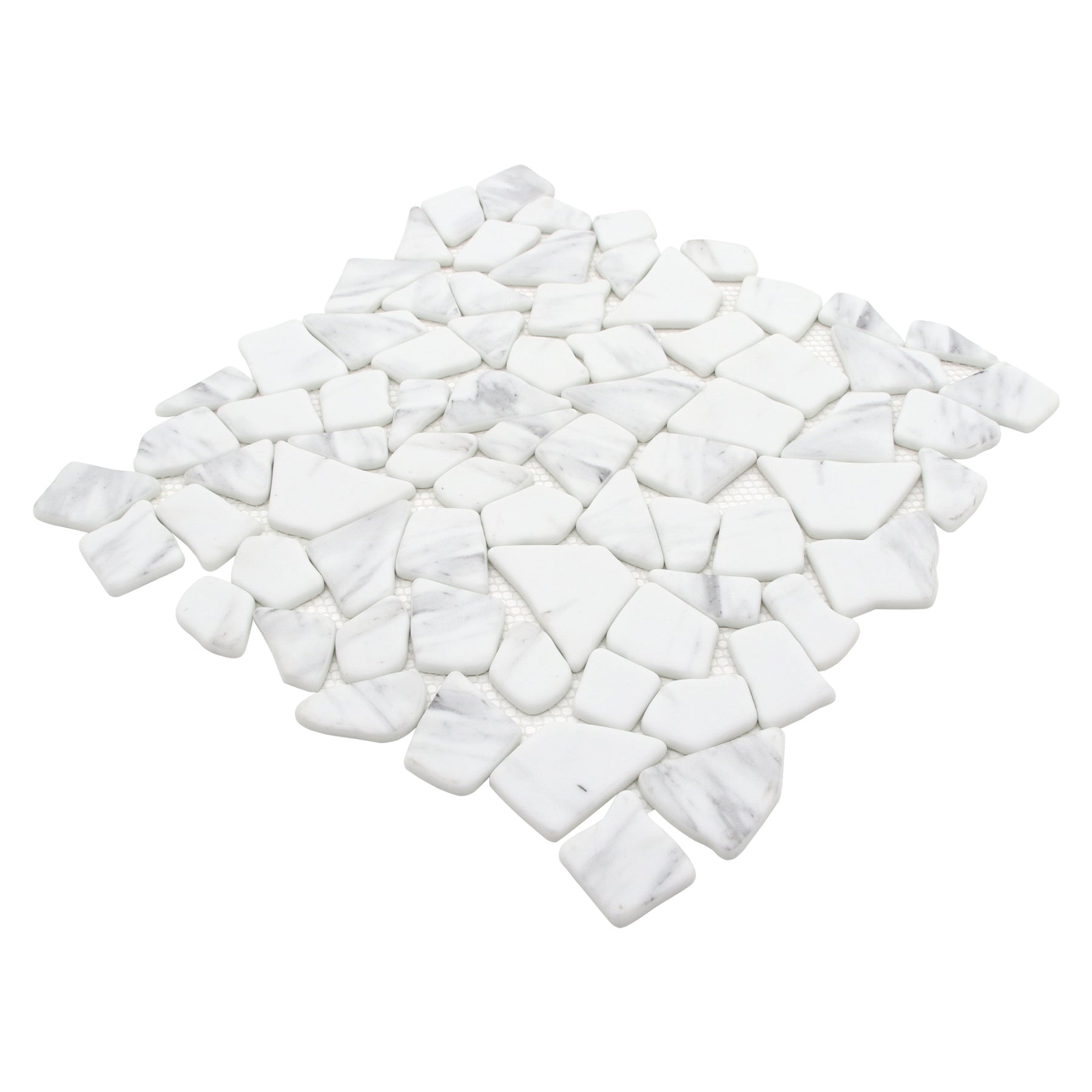 Pebble Carrara White 12''x12'' Recycled Glass Floor and Wall Mosaic Tile