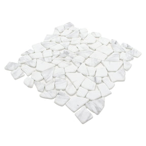 Pebble Carrara White 12''x12'' Recycled Glass Floor and Wall Mosaic Tile