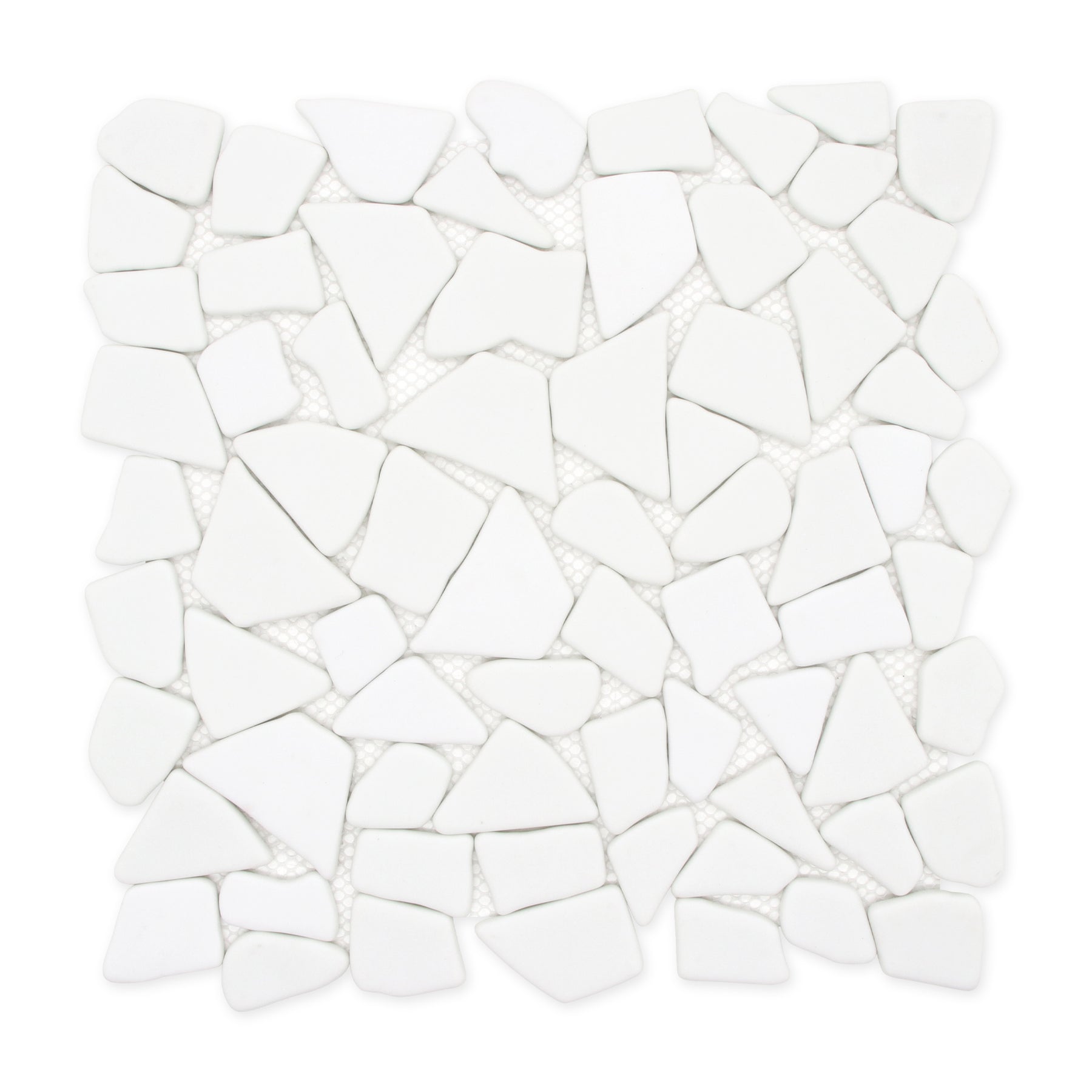 Pebble White 12''x12'' Recycled Glass Floor and Wall Mosaic Tile