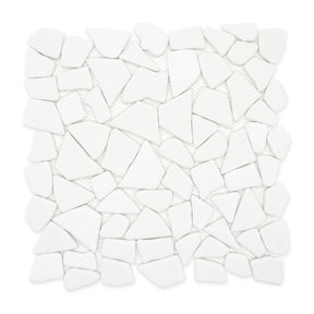 Pebble White 12''x12'' Recycled Glass Floor and Wall Mosaic Tile