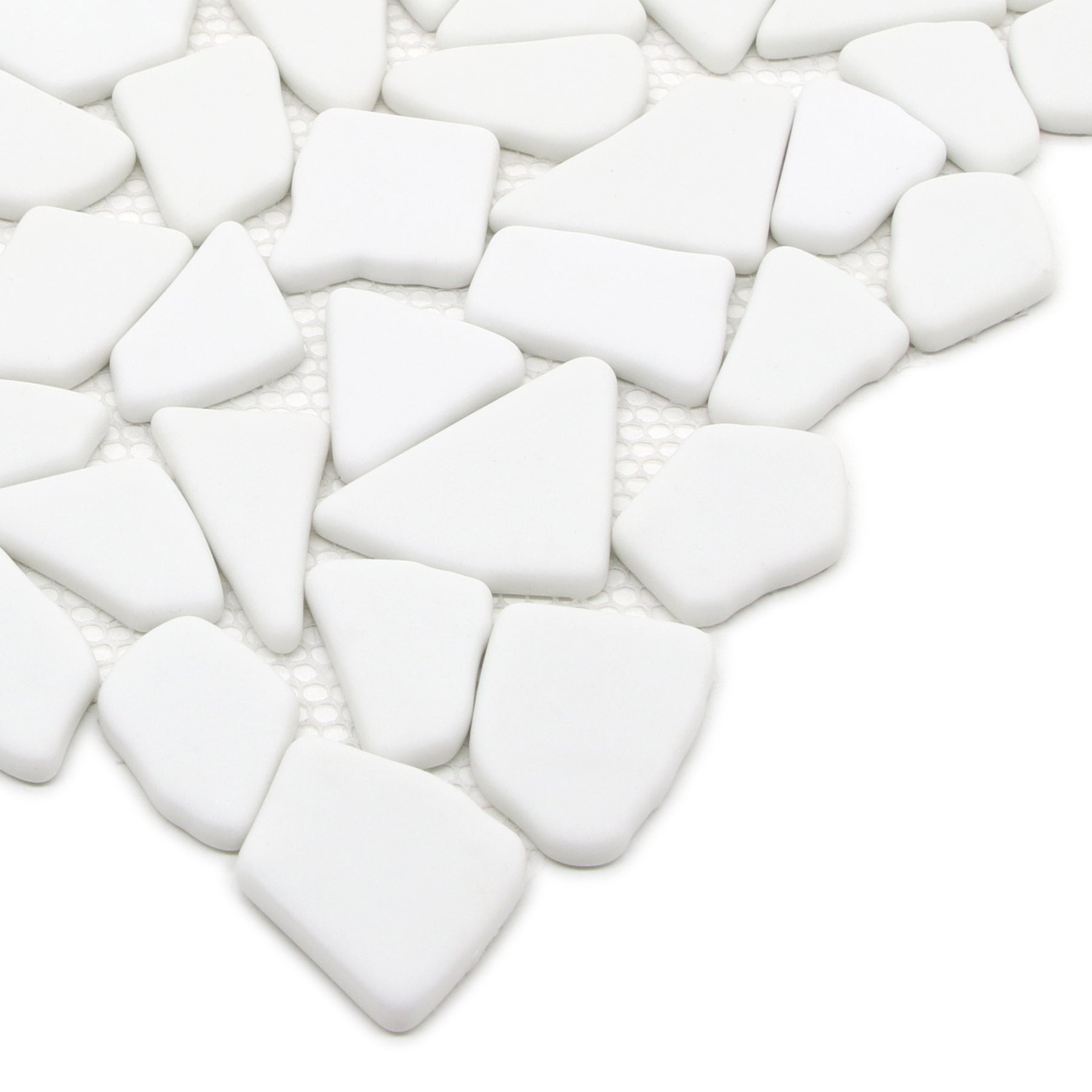 Pebble White 12''x12'' Recycled Glass Floor and Wall Mosaic Tile