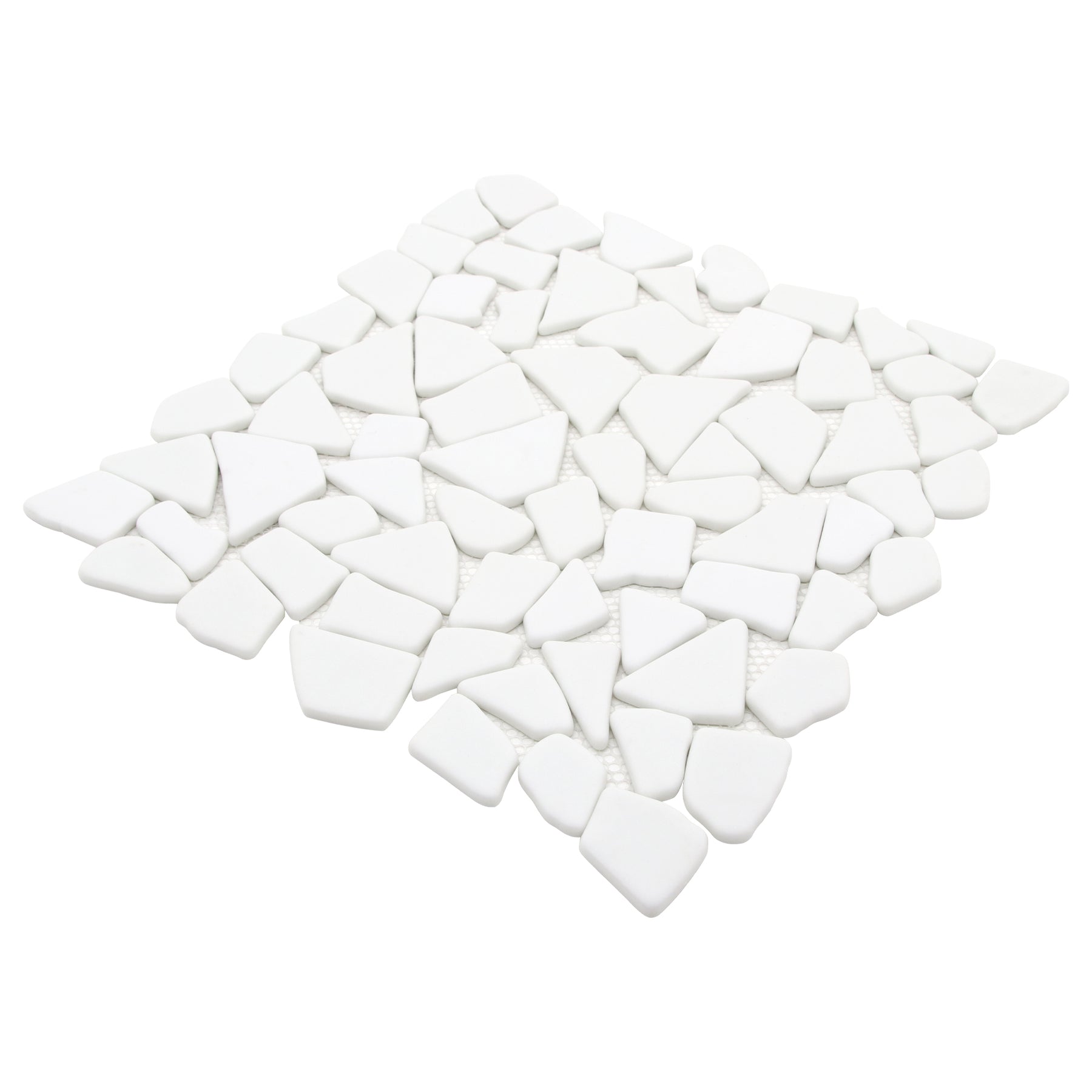 Pebble White 12''x12'' Recycled Glass Floor and Wall Mosaic Tile