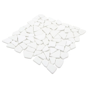 Pebble White 12''x12'' Recycled Glass Floor and Wall Mosaic Tile