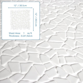 Pebble White 12''x12'' Recycled Glass Floor and Wall Mosaic Tile