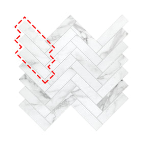 Herringbone Carrara White Peel and Stick Backsplash Tile