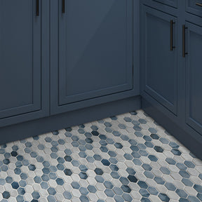 Picket Blue Recycled Glass Mosaic Floor and Wall Tile