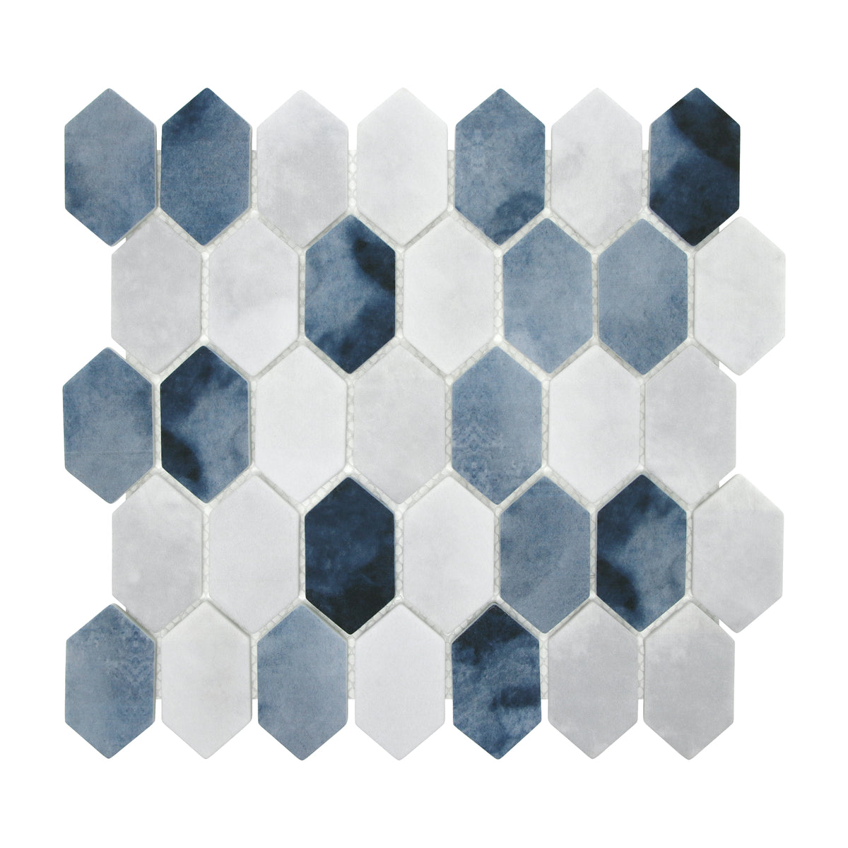 Picket Blue Recycled Glass Mosaic Floor and Wall Tile