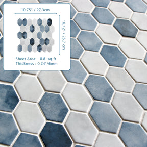 Picket Blue Recycled Glass Mosaic Floor and Wall Tile