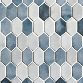 Picket Blue Recycled Glass Mosaic Floor and Wall Tile