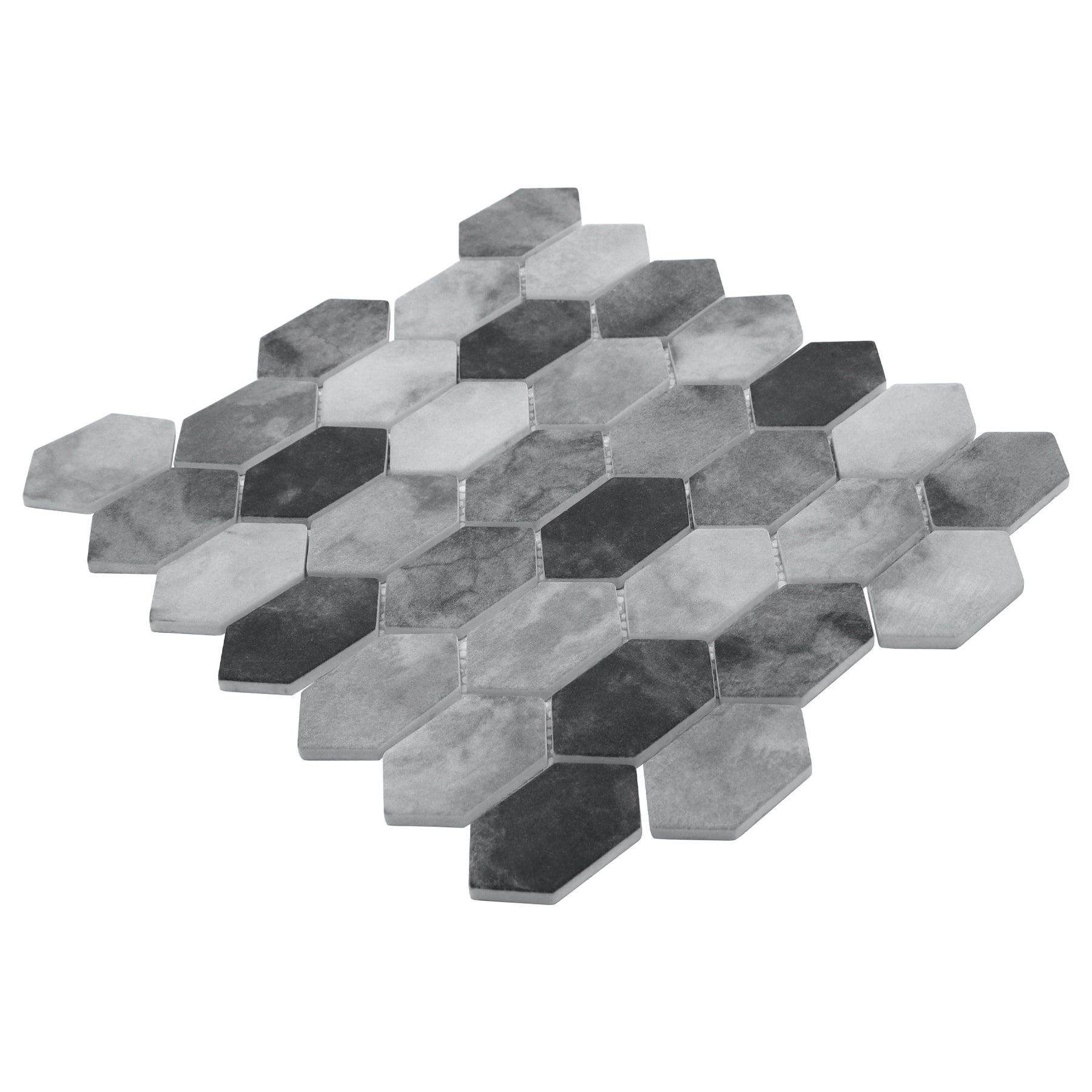 Picket Gray Recycled Glass Mosaic Floor and Wall Tile