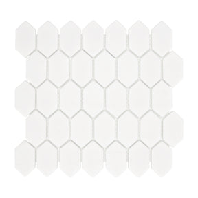 Picket White Recycled Glass Mosaic Floor and Wall Tile