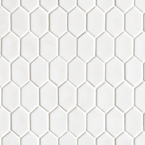 Picket White Recycled Glass Mosaic Floor and Wall Tile