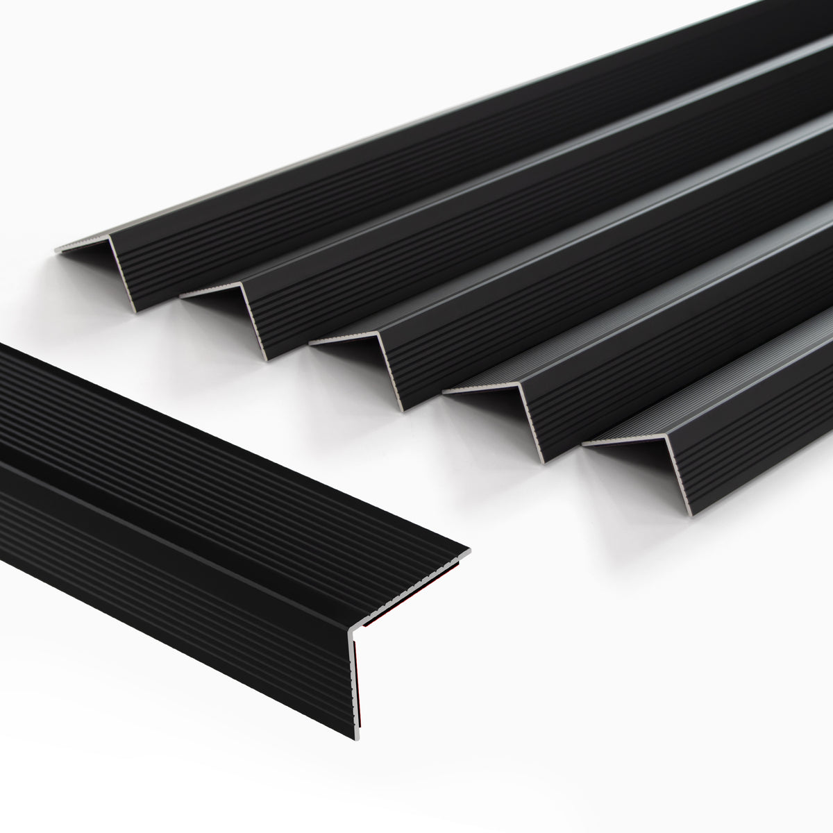 5 Pieces Matte Black Aluminium Peel and Stick Stair Nosing