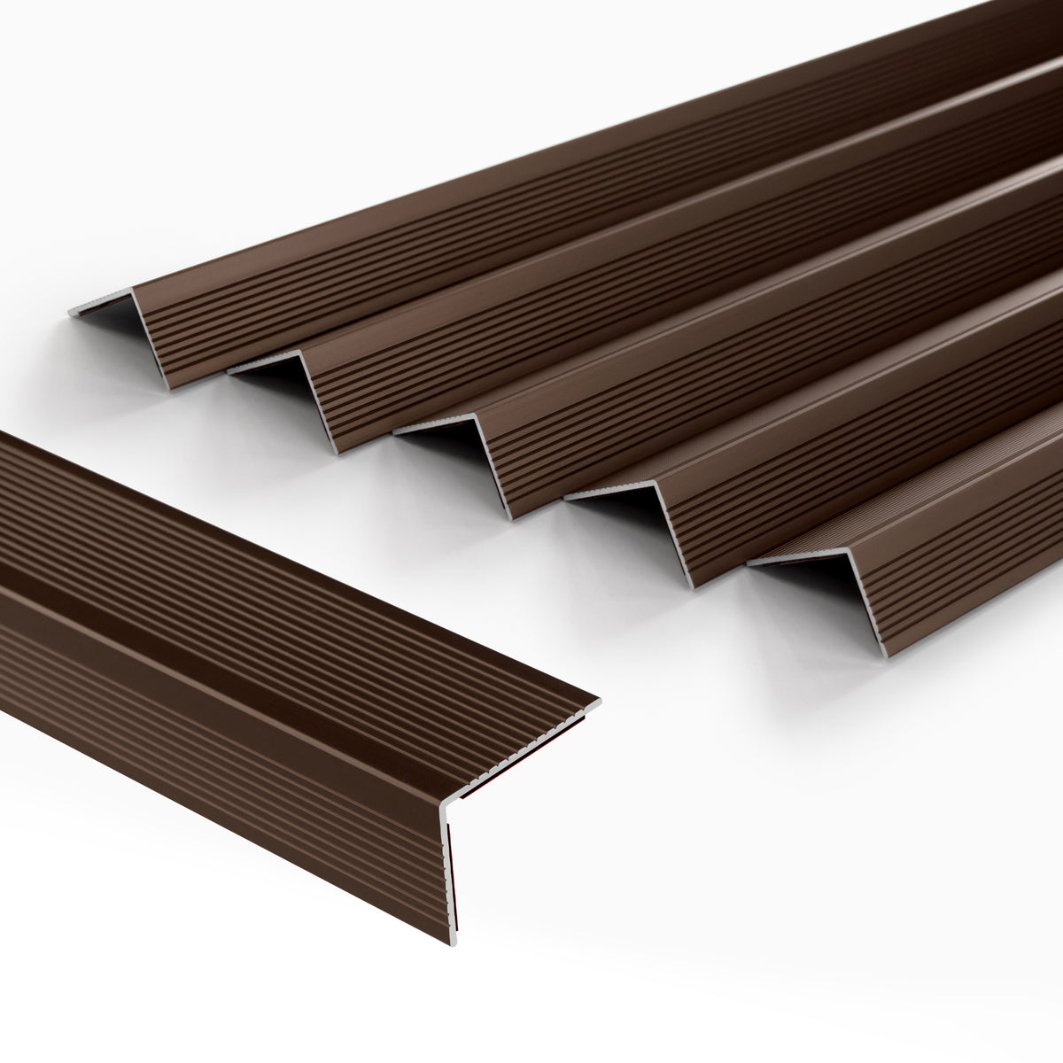 5 Pieces Matte Brown Aluminium Peel and Stick Stair Nosing