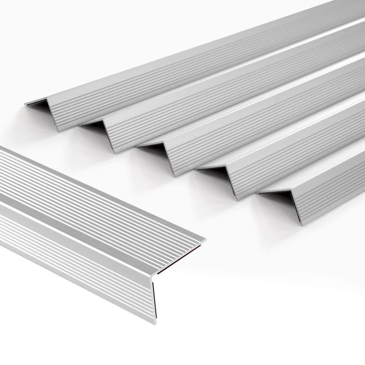 5 Pieces Matte Silver Aluminium Peel and Stick Stair Nosing