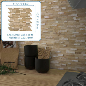 3D Beige Natural Marble Peel and Stick Tile