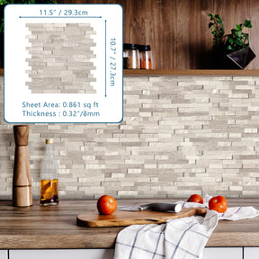 3D Grey Wood Natural Marble Peel and Stick Tile