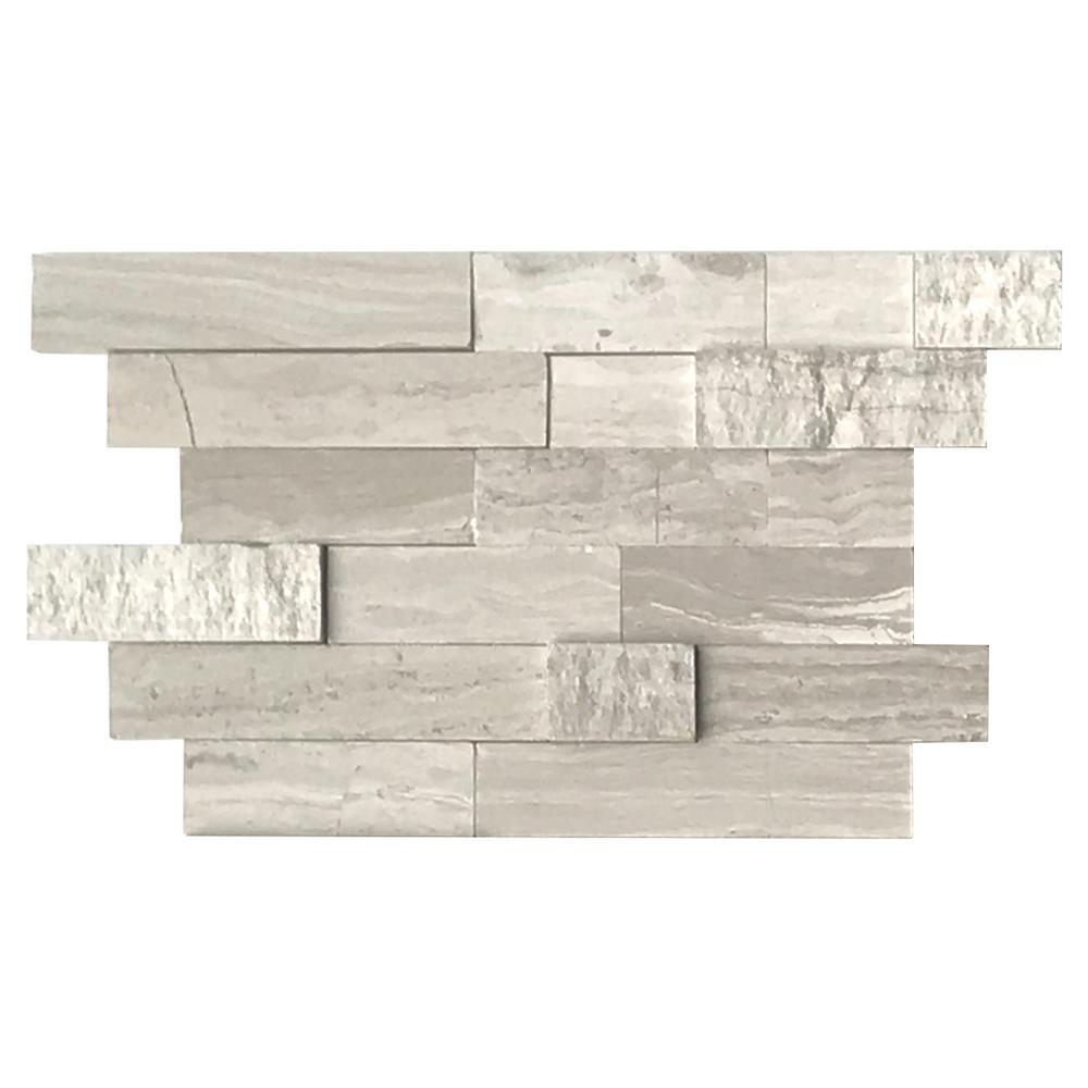 3D Grey Wood Natural Marble Peel and Stick Tile