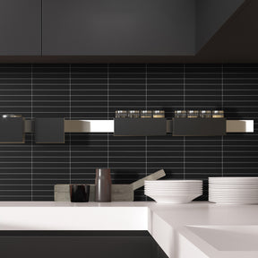 KITKAT Black Peel And Stick Backsplash Tile