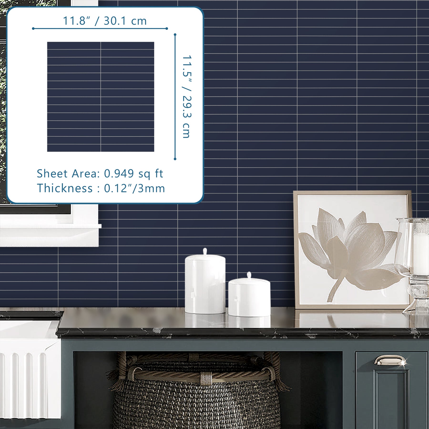 KITKAT Navy Blue Peel And Stick Backsplash Tile