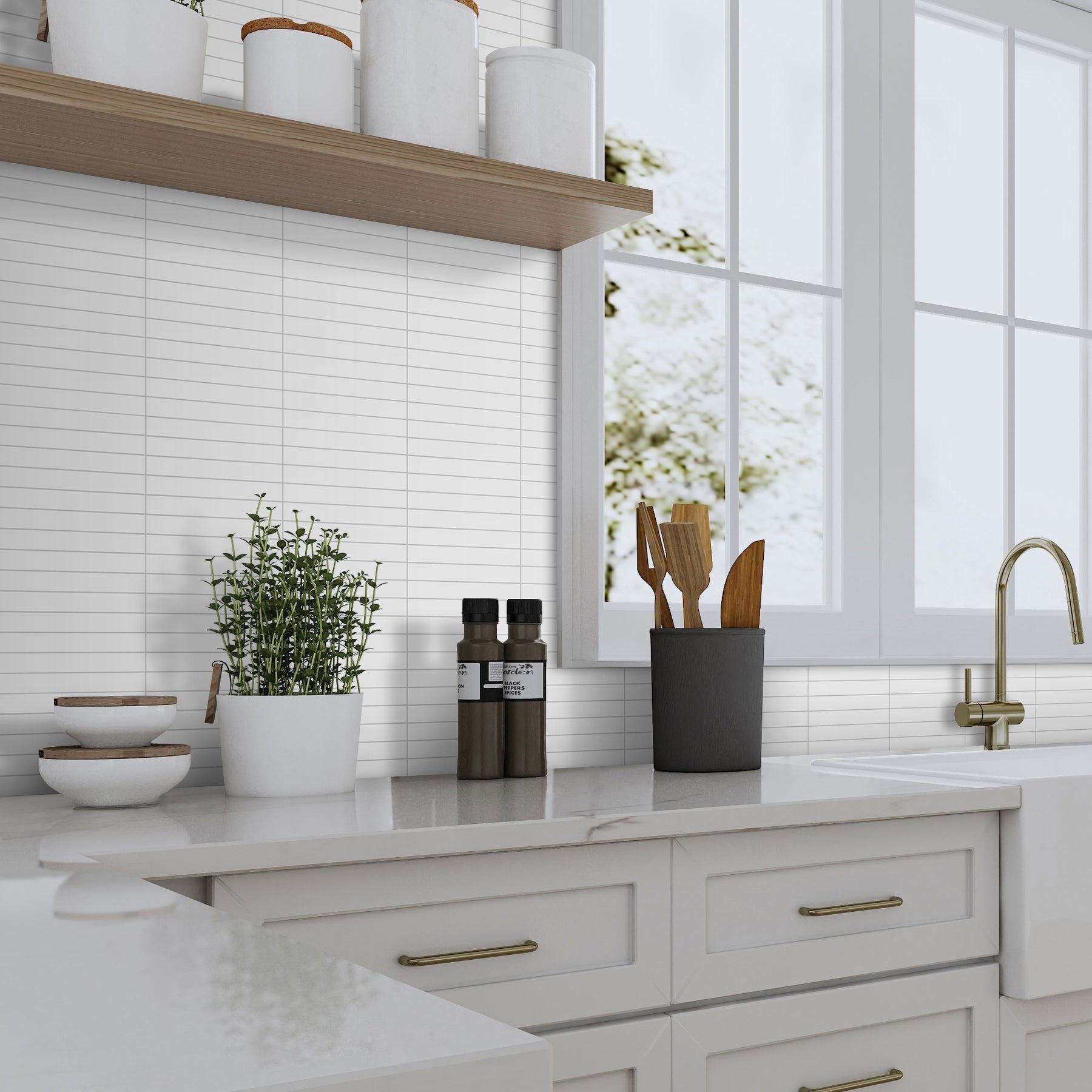 KITKAT White Peel And Stick Backsplash Tile