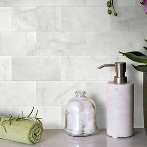 Carrara White Natural Marble Peel and Stick Tile