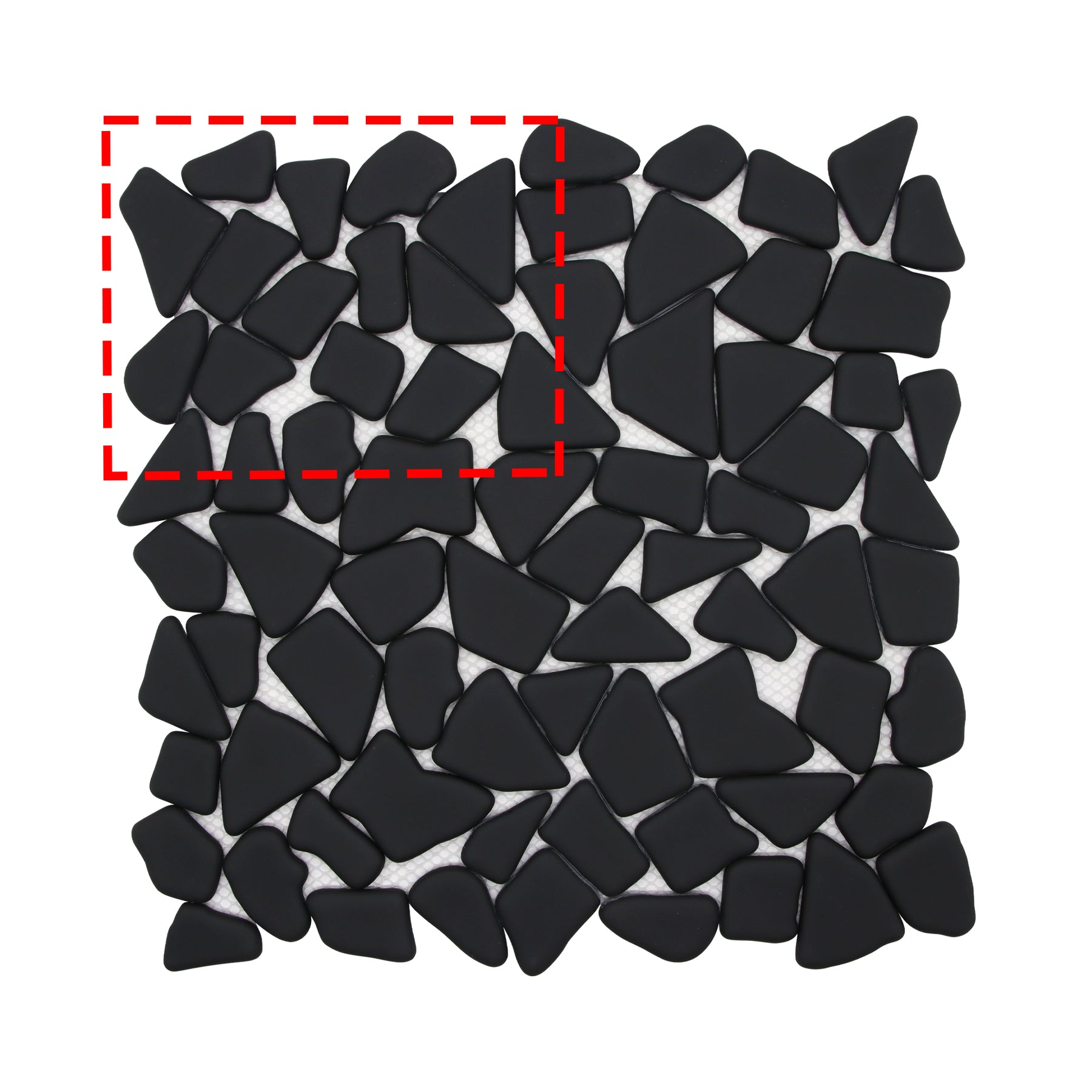 Pebble Black 12''x12'' Recycled Glass Floor and Wall Mosaic Tile