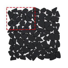 Pebble Black 12''x12'' Recycled Glass Floor and Wall Mosaic Tile