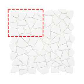 Pebble White 12''x12'' Recycled Glass Floor and Wall Mosaic Tile