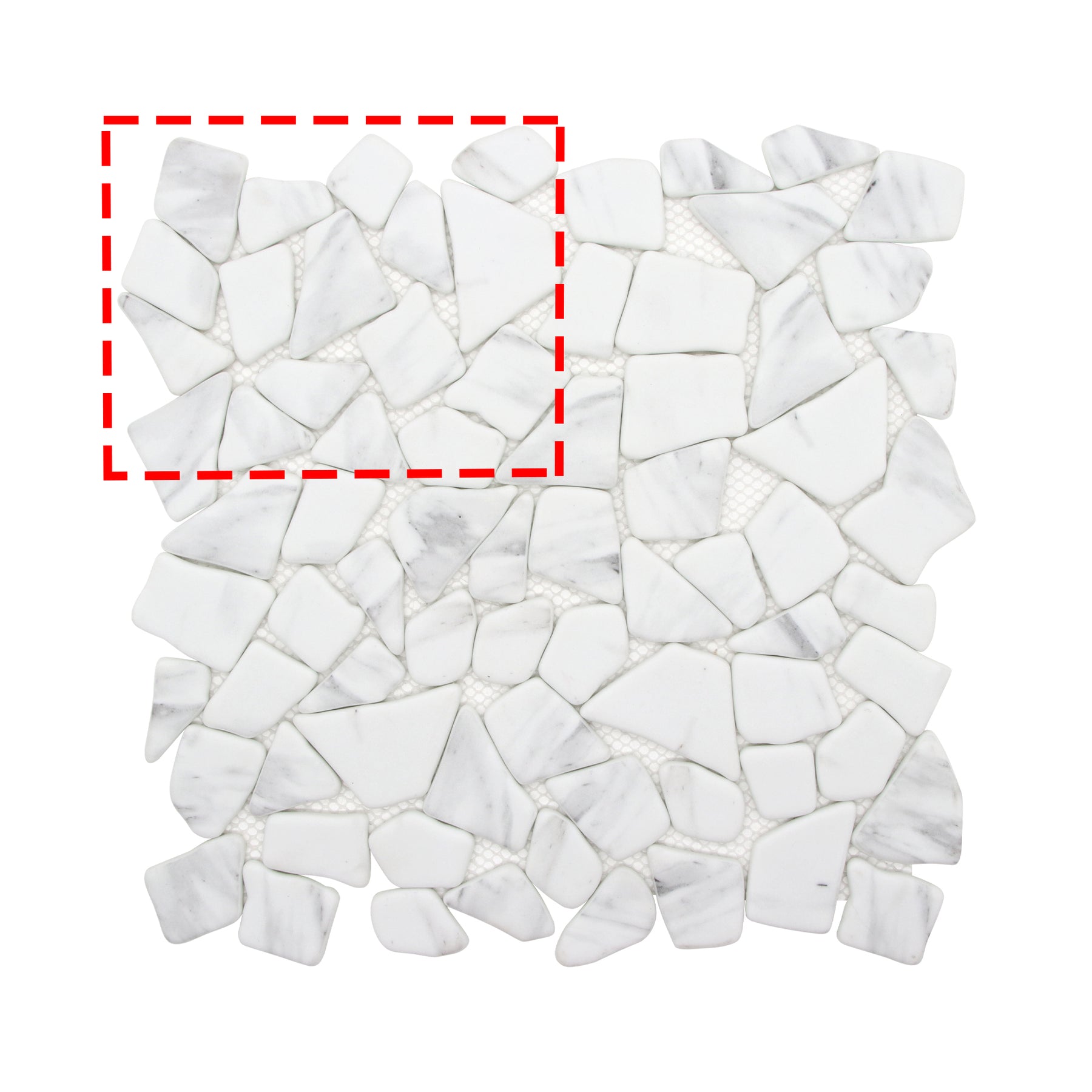 Pebble Carrara White 12''x12'' Recycled Glass Floor and Wall Mosaic Tile