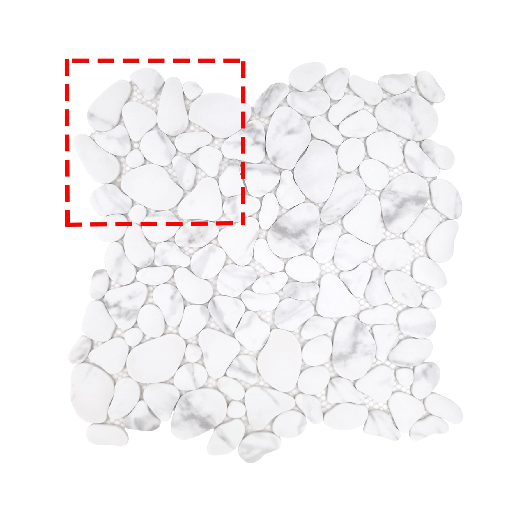 White Calacatta Pebble 10.6‘’x10.6'' Recycled Glass Floor And Wall Mosaic Tile