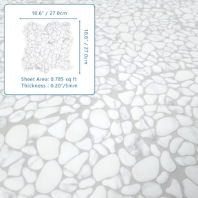 White Calacatta Pebble 10.6‘’x10.6'' Recycled Glass Floor And Wall Mosaic Tile