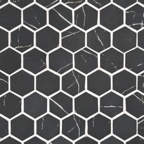 Black Marquina 11.7''x10.2'' Recycled Glass Wall And Floor Mosaic Tile