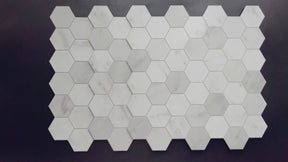 11.3" x 11.4" Hexagon White Marble Peel And Stick