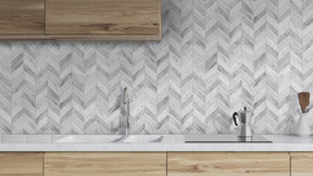 12.2" x 11"  Herringbone Gray Stone Peel and Stick Mosaic Tile