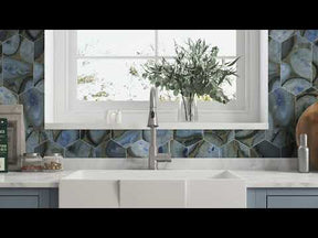 Agate Blue Long Hexagon Peel And Stick Backsplash Tile