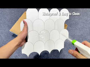 White Fish Scale Peel and Stick Backsplash Tile