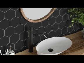 Big Hexagon Black Peel And Stick Backsplash Tile