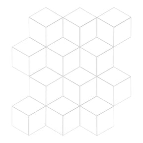 3D Cube Rhombus White Peel and Stick Tile