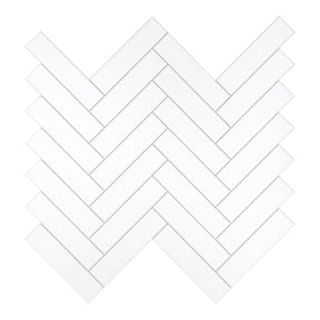 12.4" x 13" Herringbone White Peel and Stick Tile