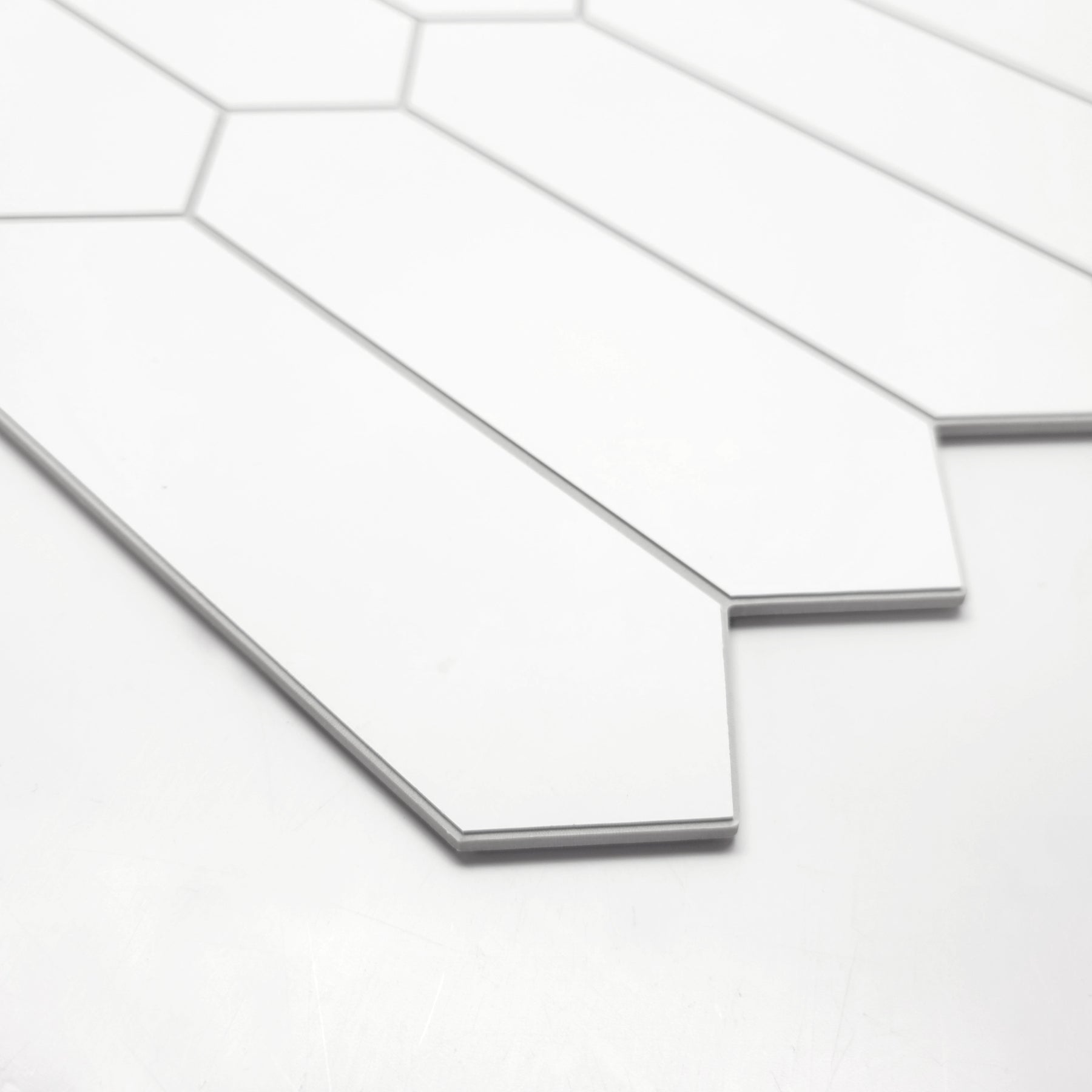 Picket Long Hexagon White Peel and Stick Tile