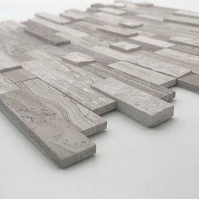 3D Grey Wood Natural Marble Peel and Stick Tile