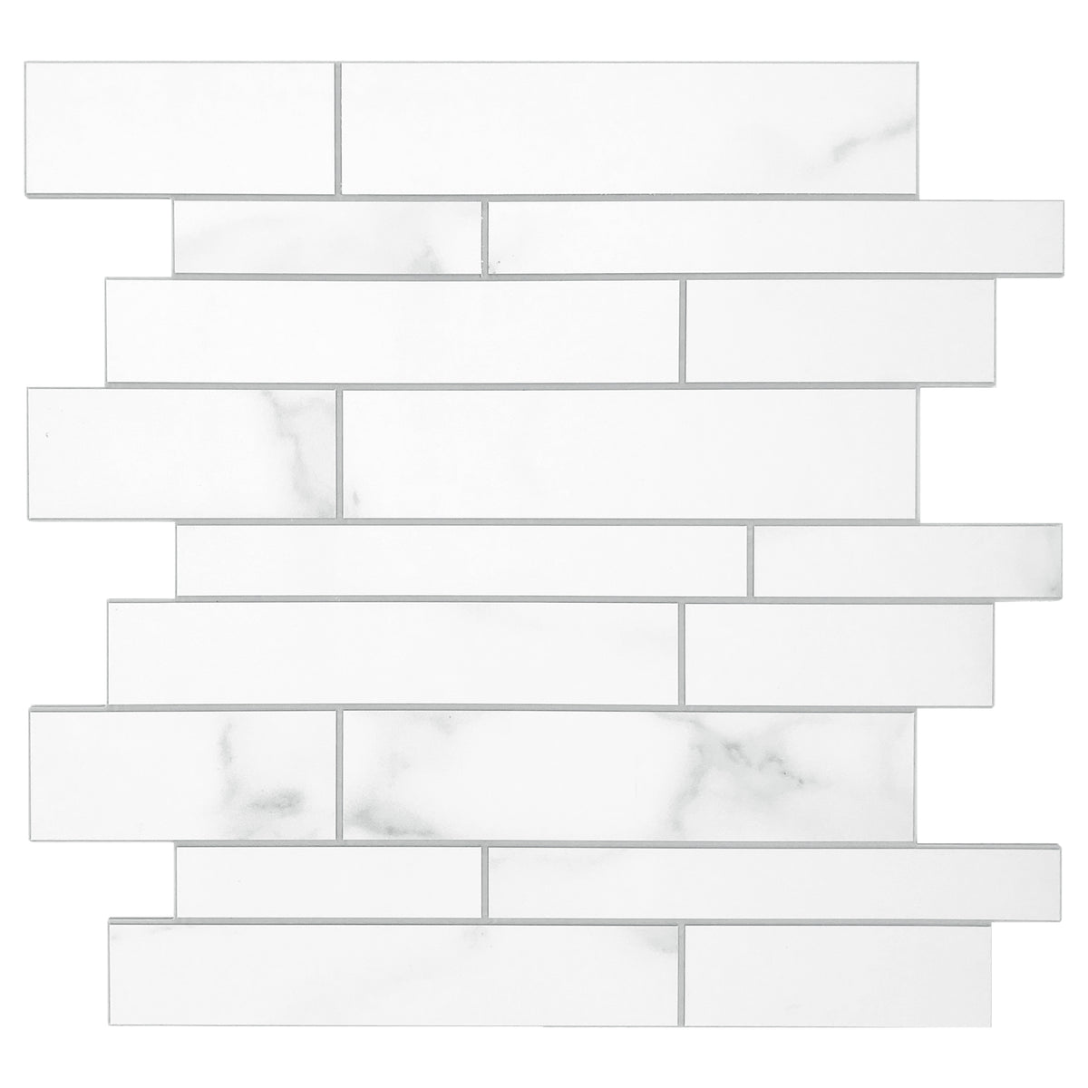 Interlocking Carrara White Peel and Stick Tile