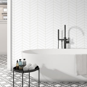 12.2" x 13.4" Chevron White Peel and Stick Tile