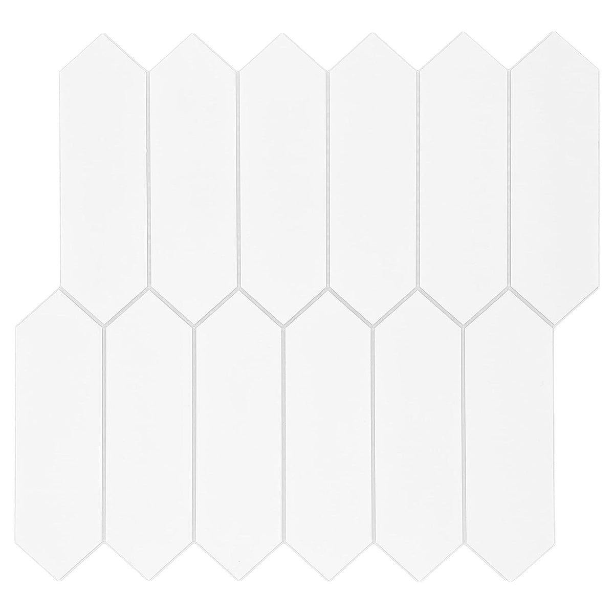 Picket Long Hexagon White Peel and Stick Tile