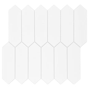 Picket Long Hexagon White Peel and Stick Tile