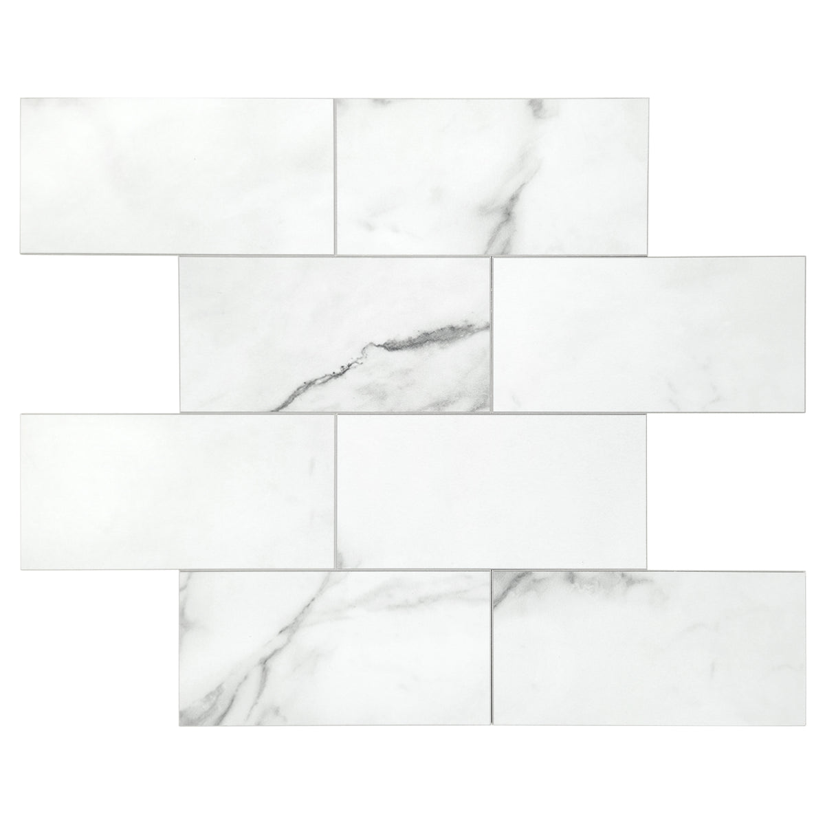 3x6'' Calacatta White Peel and Stick Tile