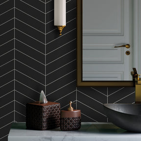 12.2" x 13.4" Chevron Black Peel and Stick Tile